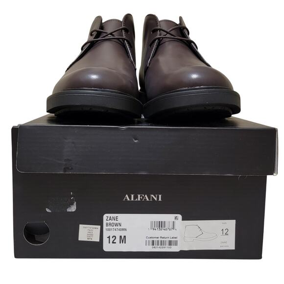 Alfani Men Zane Lace Up Chukka Ankle Boots Size US 12M Brown Faux Leather